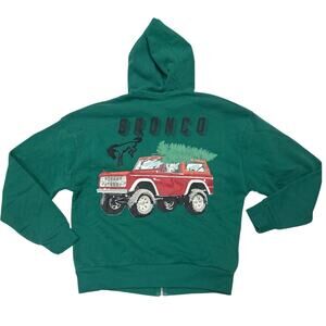 NWT Green Zip Jacket Hood Christmas Tree Red Ford Bronco Official Licensed XS